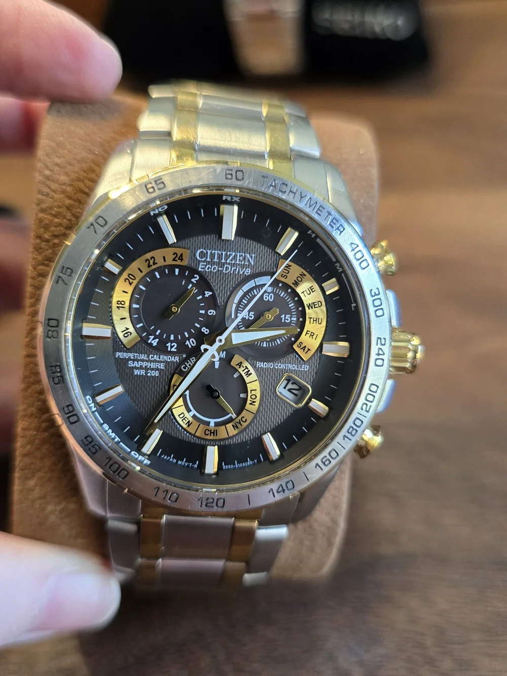 Citizen Eco-Drive Men's Chronograph Watch-Perpetual Calendar Radio Controlled